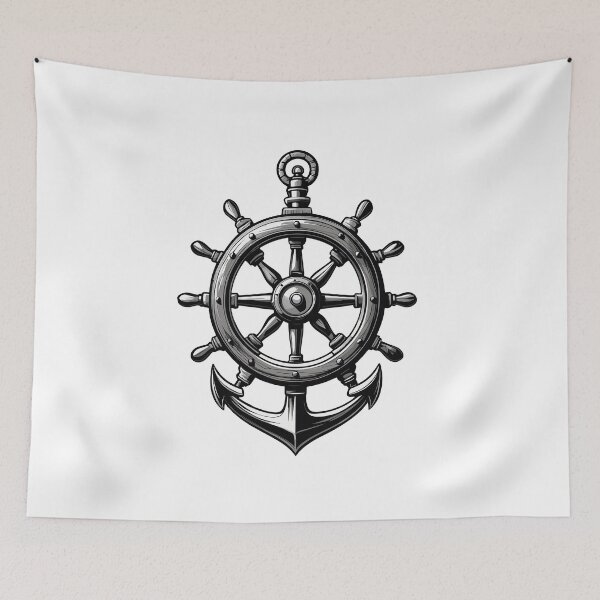 Item preview, Maritime Steering Wheel And Anchor Symbol designed and sold by LuminOrb.