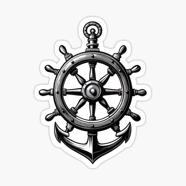 Item preview, Maritime Steering Wheel And Anchor Symbol designed and sold by LuminOrb.