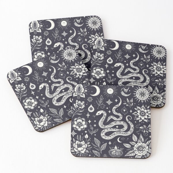 Item preview, Celestial Snake Floral Print Moon and Sun Witchy designed and sold by Alternatots.