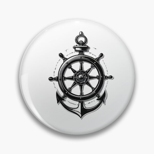 Item preview, Maritime Steering Wheel And Anchor Design designed and sold by LuminOrb.