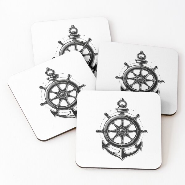 Item preview, Maritime Steering Wheel And Anchor Design designed and sold by LuminOrb.