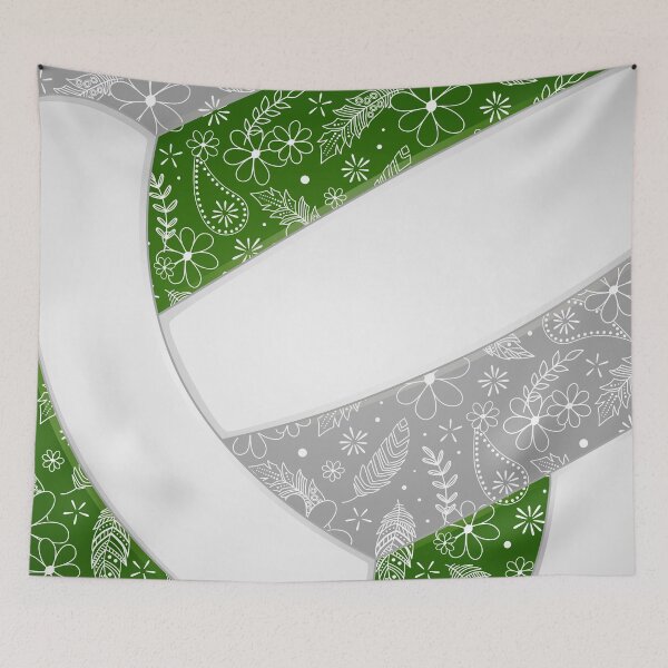 Item preview, Green gray boho floral doodle volleyball designed and sold by katzdzynes.