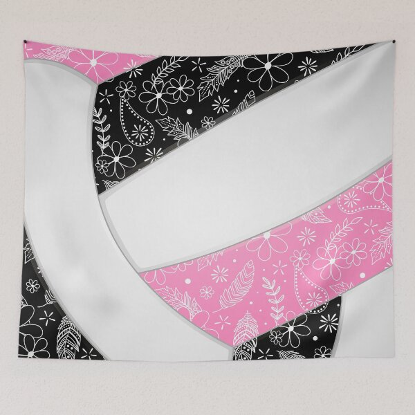 Item preview, Pink black boho floral doodle volleyball designed and sold by katzdzynes.