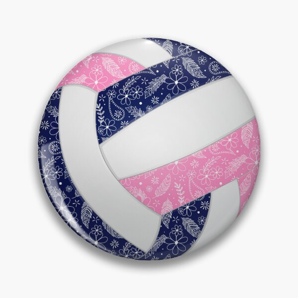 Item preview, Navy blue pink boho floral doodle volleyball designed and sold by katzdzynes.