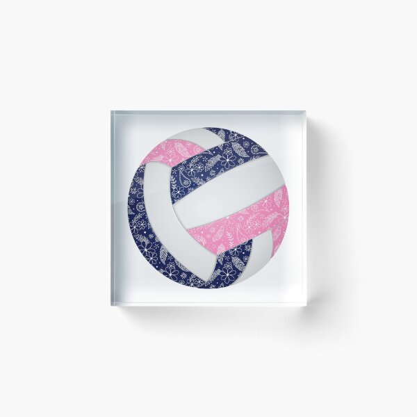 Item preview, Navy blue pink boho floral doodle volleyball designed and sold by katzdzynes.