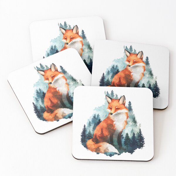 Item preview, Watercolor Fox With Pine Forest designed and sold by xiao xuans.