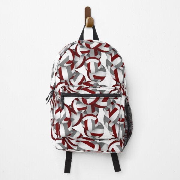 Maroon & gray volleyballs pattern Backpack