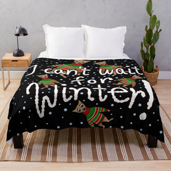 Item preview, The inscription reads: "I can't wait for winter!" Around it there are little kittens dressed in Christmas sweaters and falling snow. designed and sold by My-fake-places.