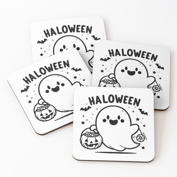 Item preview, Bouncing Cute Halloween Ghosts designed and sold by Thai Vibe Studio.