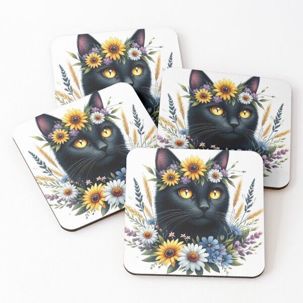 Item preview, Klimt Black Cat with Wild Flowers designed and sold by clintang.