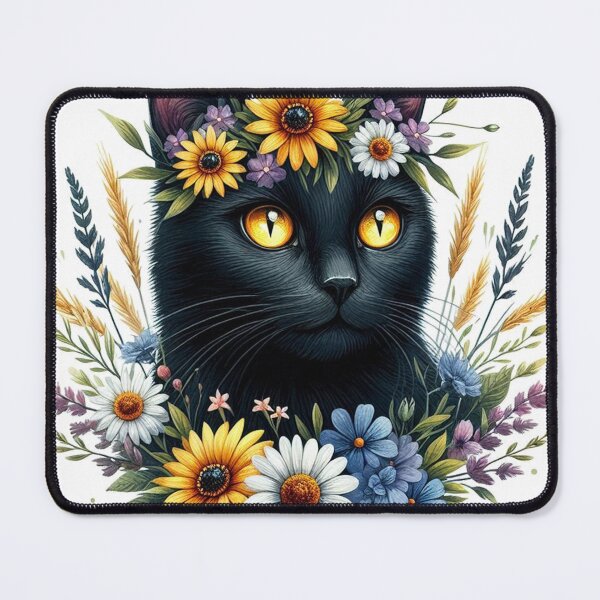 Item preview, Klimt Black Cat with Wild Flowers designed and sold by clintang.