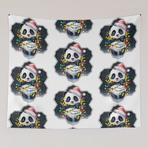 Item preview, Beautiful Watercolor Panda Tangled In Christmas Lights Snowflake designed and sold by PlanetMarker.