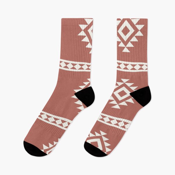 Item preview, Cozy Geometric Pattern - Triangle Aztec - Terracotta and Off White designed and sold by DesignByRoseCo.
