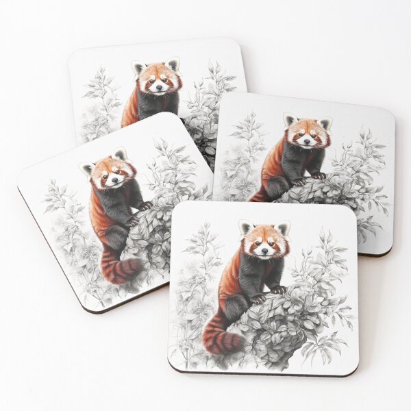 Item preview, Black and white Red Panda pencil drawing designed and sold by Pencil-Art.