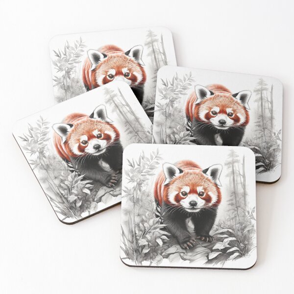 Item preview, Black and white Red Panda pencil drawing designed and sold by Pencil-Art.