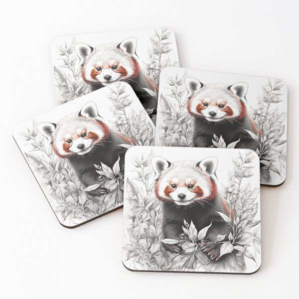 Item preview, Black and white Red Panda pencil drawing designed and sold by Pencil-Art.