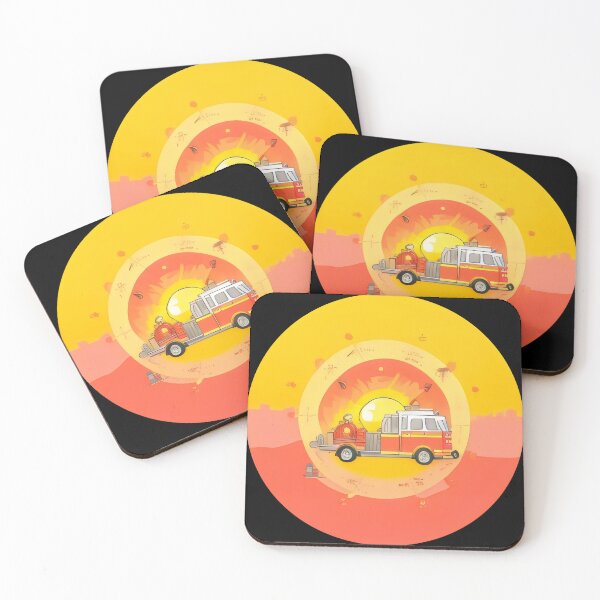 Item preview, Vintage Fire Truck Art Print – Retro Rescue Scene with Bold Colors designed and sold by Pastel-Pulse.