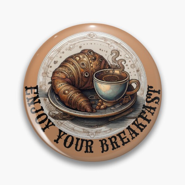 Item preview, Steampunk Breakfast Coffee and Croissant Cute Hand-Drawn Food Stickers for Laptops, Water Bottles, and Planners  designed and sold by Negative Vibes Only.
