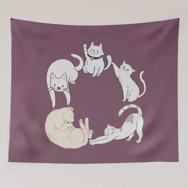 Item preview, Charming 90s Anime Cats: Adorable White and Gray Feline Duo in Circular Harmony designed and sold by EducaPro.
