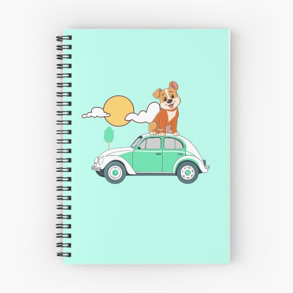 Item preview, Cute Light Green Car with an Adorable Orange and Brown Dog on Top designed and sold by nada-art.