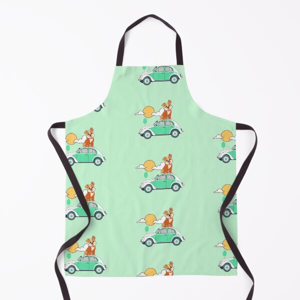Item preview, Cute Light Green Car with an Adorable Orange and Brown Dog on Top designed and sold by nada-art.