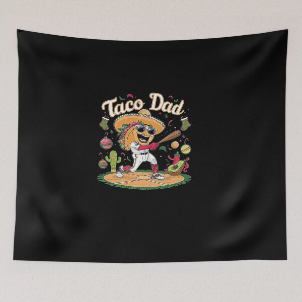 Item preview, Taco Dad Hitting Baseball with Sombrero and Sunglasses designed and sold by love3617.