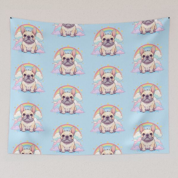 Item preview, Kawaii French Bulldog Rainbow Clouds designed and sold by puppypastel.