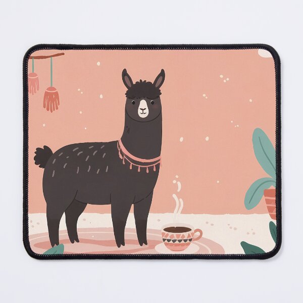 Item preview, Cute Brown Llama having coffee designed and sold by WoollenLlama.