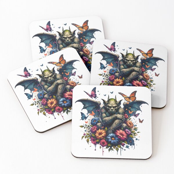 Item preview, Floral Butterfly Gargoyle Fantasy Watercolor Art designed and sold by TessaraDesigns.