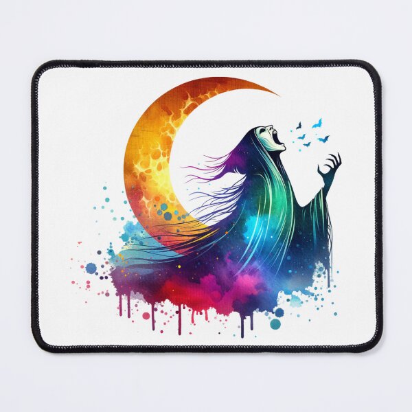 Item preview, Crescent Moon Banshee Fantasy Watercolor Art designed and sold by TessaraDesigns.