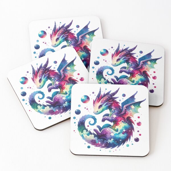 Item preview, Cosmic Bubble Dragon Fantasy Watercolor Art designed and sold by TessaraDesigns.