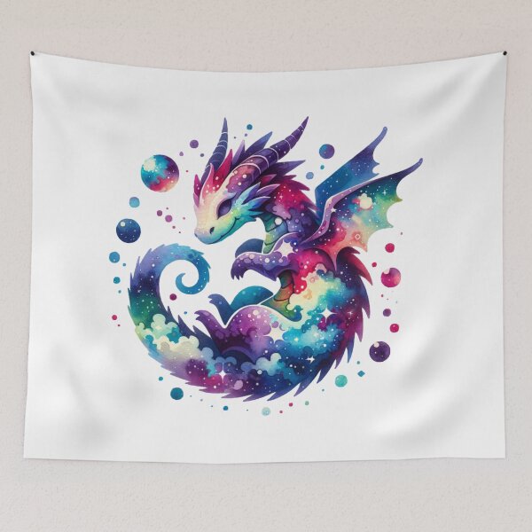 Item preview, Cosmic Bubble Dragon Fantasy Watercolor Art designed and sold by TessaraDesigns.