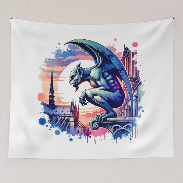 Item preview, Gothic Cathedral Gargoyle Watercolor Art designed and sold by TessaraDesigns.