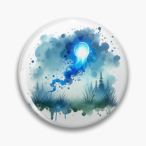 Item preview, Mystical Blue Will-o’-the-Wisp Watercolor Art designed and sold by TessaraDesigns.