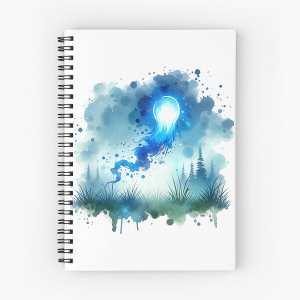 Item preview, Mystical Blue Will-o’-the-Wisp Watercolor Art designed and sold by TessaraDesigns.