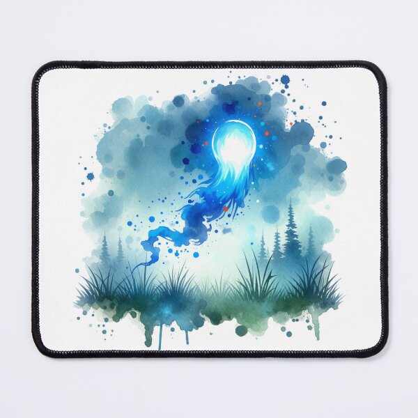 Item preview, Mystical Blue Will-o’-the-Wisp Watercolor Art designed and sold by TessaraDesigns.