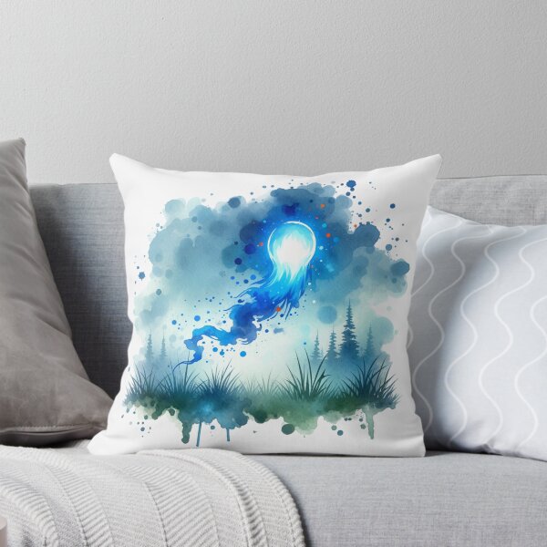 Item preview, Mystical Blue Will-o’-the-Wisp Watercolor Art designed and sold by TessaraDesigns.
