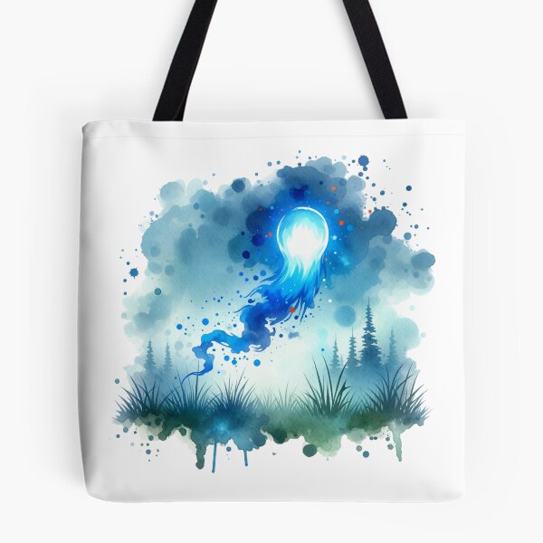 Item preview, Mystical Blue Will-o’-the-Wisp Watercolor Art designed and sold by TessaraDesigns.