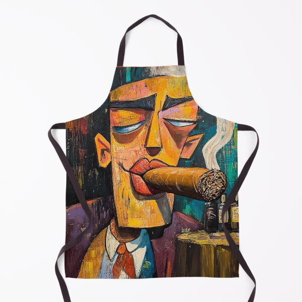 Item preview, Cigar Aficionado Smoking a Large Cigar with Vibrant Abstract Colors and Expressive Comic Mood designed and sold by OlfactoART Studio.