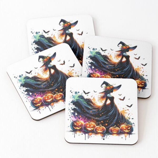 Item preview, Elegant Witch in Black Gown with Pumpkins designed and sold by TessaraDesigns.