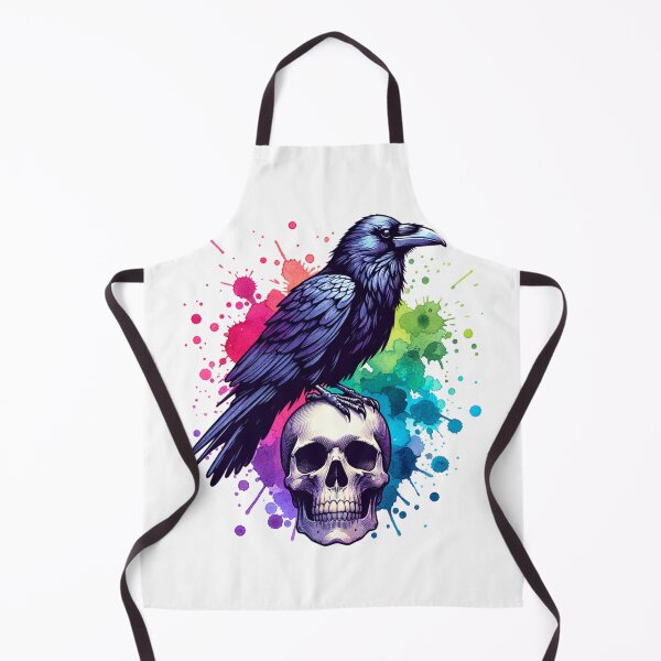 Item preview, Raven Perched on Skull with Vibrant Background designed and sold by TessaraDesigns.