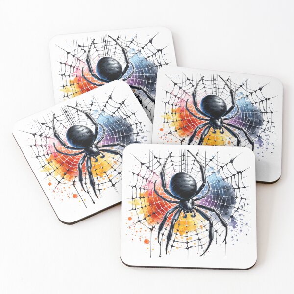 Item preview, Black Spider on Colorful Web designed and sold by TessaraDesigns.