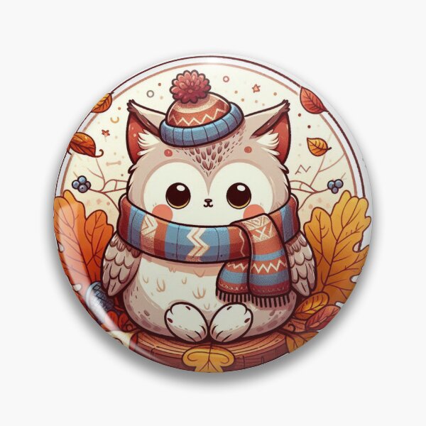 Item preview, Cute owl whit autumn leaves and cozy scarf designed and sold by BigBlueArt.
