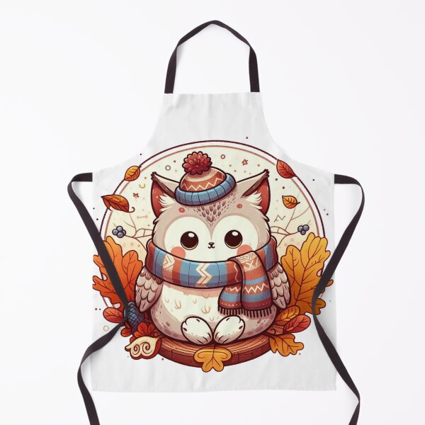 Item preview, Cute owl whit autumn leaves and cozy scarf designed and sold by BigBlueArt.