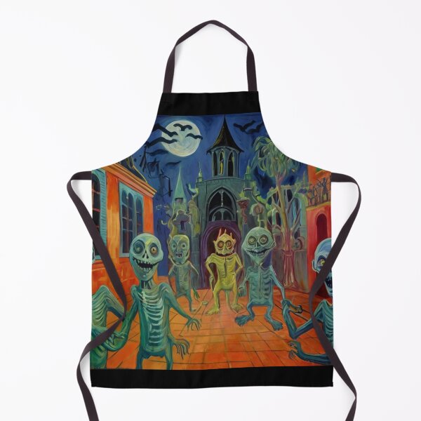 Item preview,  Downtown where the ghosts, ghouls and goblins hang out expressionist art painting designed and sold by Vintage Designs +.