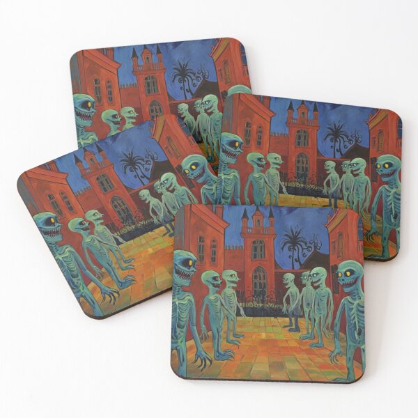 Item preview,  Downtown where the ghosts, ghouls and goblins hang out expressionist art painting designed and sold by Vintage Designs +.