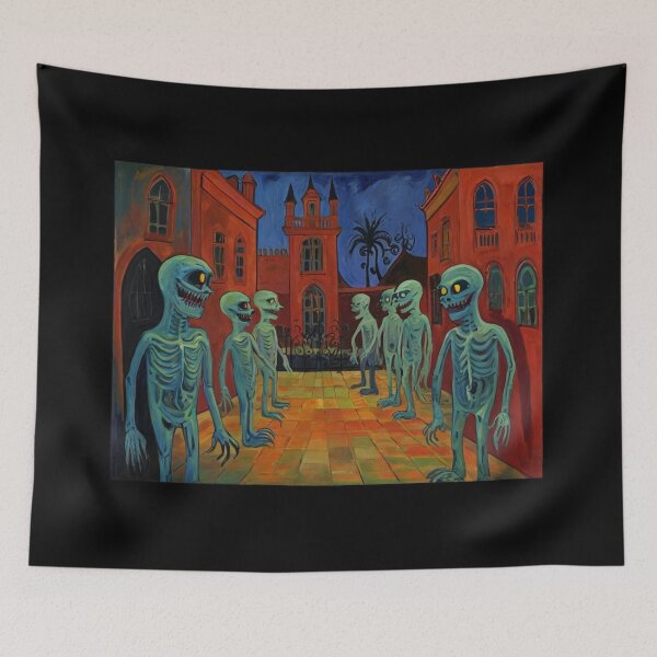 Item preview,  Downtown where the ghosts, ghouls and goblins hang out expressionist art painting designed and sold by Vintage Designs +.