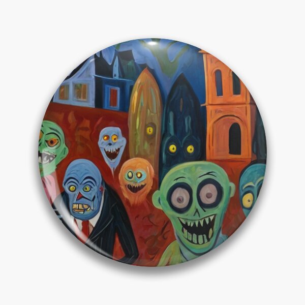 Item preview,  Downtown where the ghosts, ghouls and goblins hang out expressionist art painting designed and sold by Vintage Designs +.