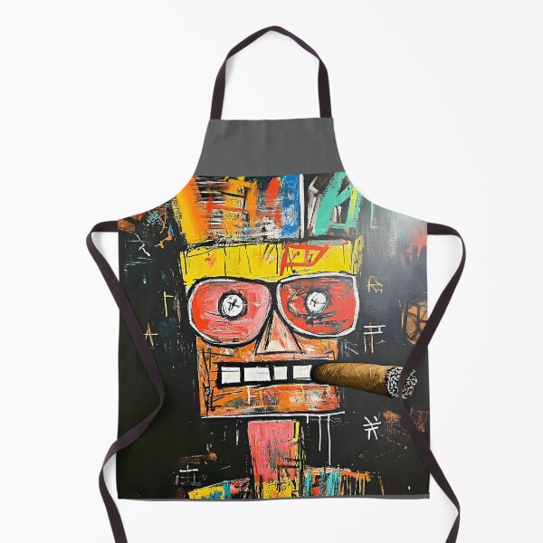 Item preview, Neo-expressionism Graffiti Style Colorful Abstract Face with Wide Eyes and Large Cigar in Dynamic Composition designed and sold by OlfactoART Studio.