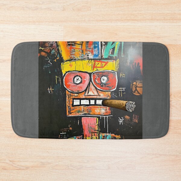 Item preview, Neo-expressionism Graffiti Style Colorful Abstract Face with Wide Eyes and Large Cigar in Dynamic Composition designed and sold by OlfactoART Studio.